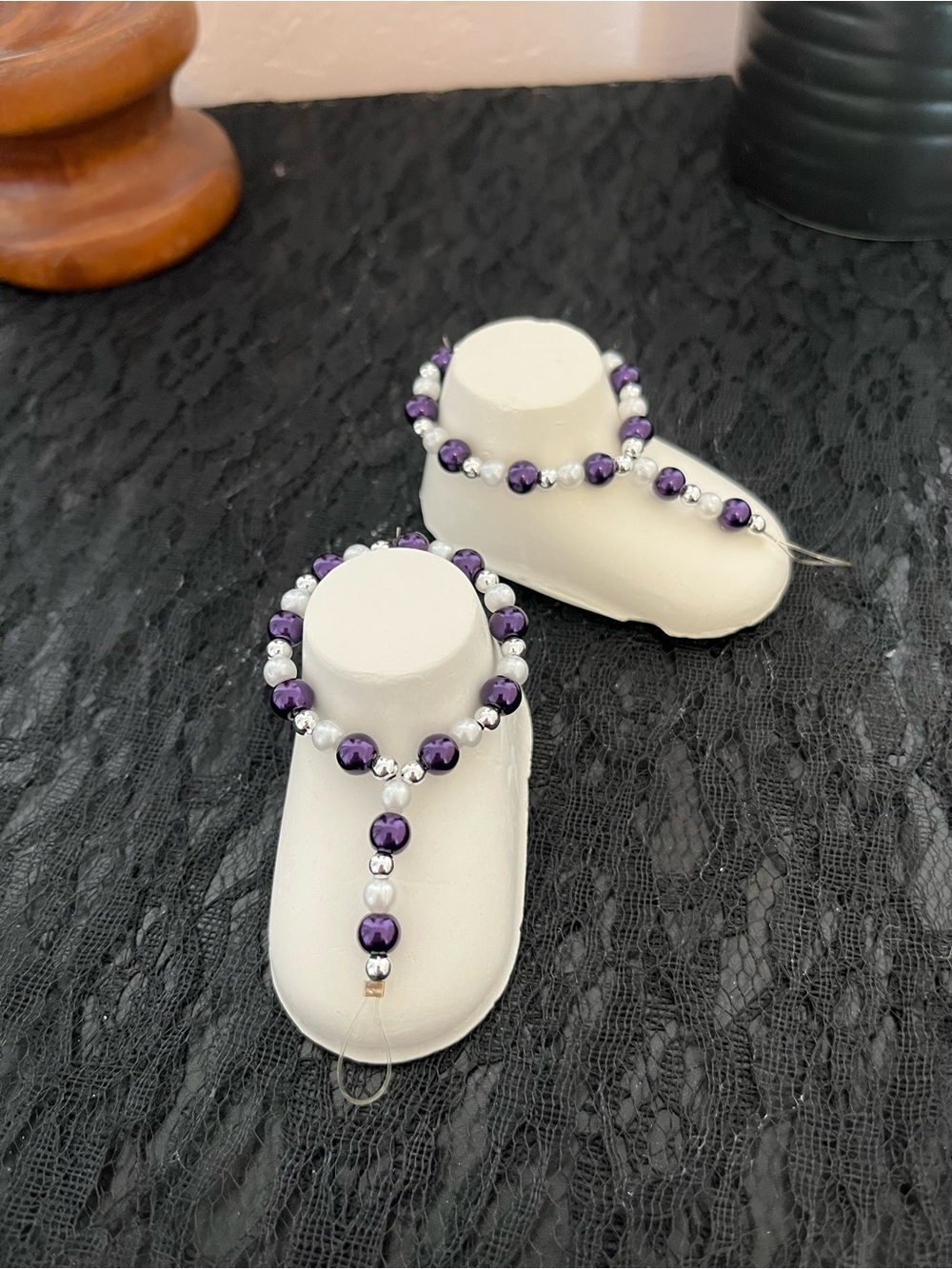 Elegant Purple Beaded Barefoot Sandals